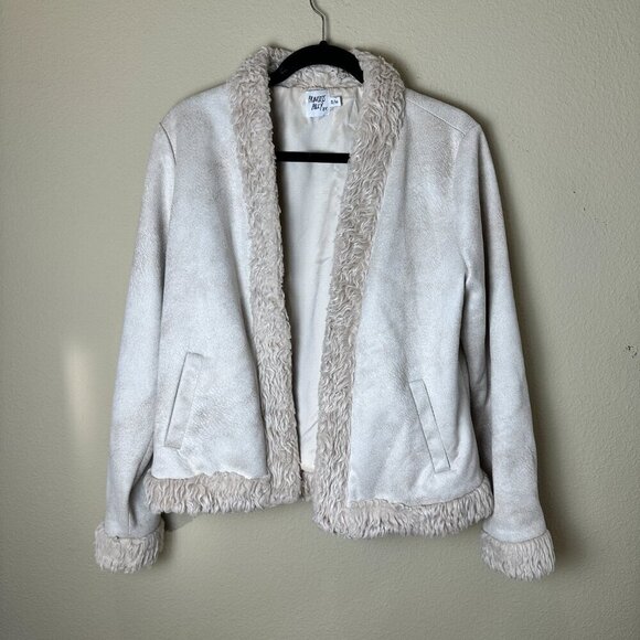 PRINCESS POLLY Faux Suede & Fur Detail Jacket Coat Size S/M - Picture 2 of 8
